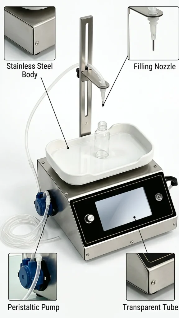CSY-M90 Desktop Touchscreen Version Automatic Weighing Quantitative Liquid Filling Machine for Small Workspaces - Detail image 2