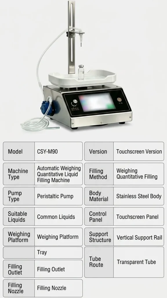 CSY-M90 Desktop Touchscreen Version Automatic Weighing Quantitative Liquid Filling Machine for Small Workspaces - Detail image 4