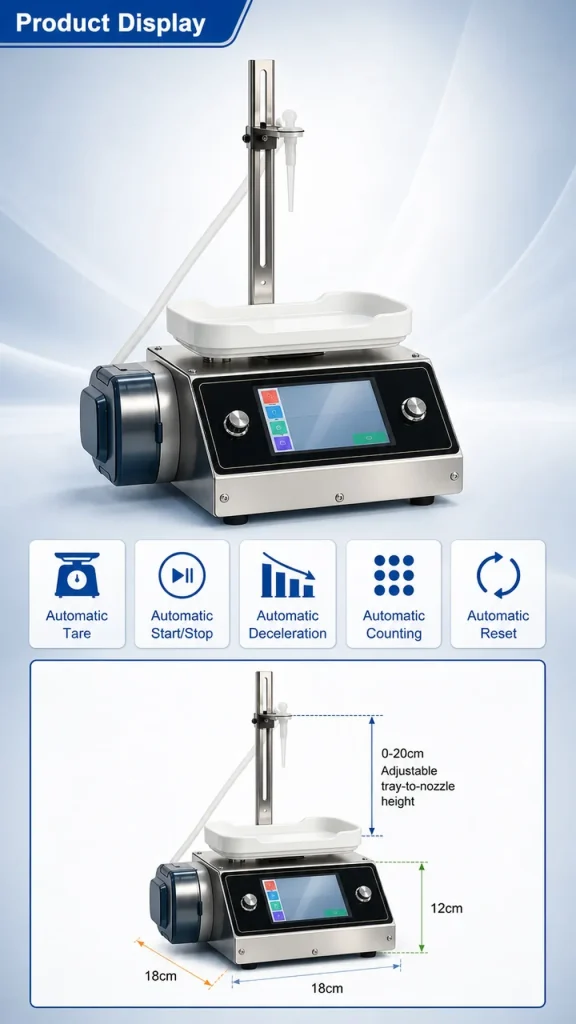 CSY1200 Desktop Semi-Automatic Peristaltic Pump Liquid Filling Machine 100g Filling Range 0.2g Accuracy Touch Screen - Detail image 1