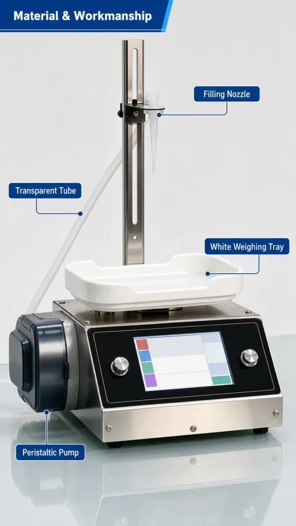 CSY1200 Desktop Semi-Automatic Peristaltic Pump Liquid Filling Machine 100g Filling Range 0.2g Accuracy Touch Screen - Detail image 5