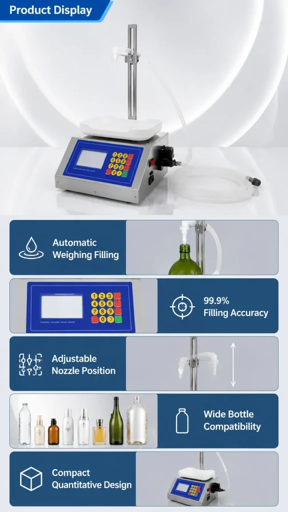 CSY3200 Small Weighing Type Quantitative Liquid Dispense Canned Sesame Paste Edible Oil Glue Viscous Volumetric Filling Machine - Detail image 1