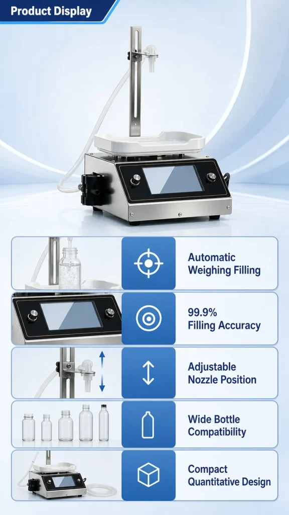 CSY3200 Semi Auto Liquid Filling Machine Desktop Diaphragm Pump Filler 8g to 1000g Capacity for Beverage Sauce Vinegar Oil - Detail image 1