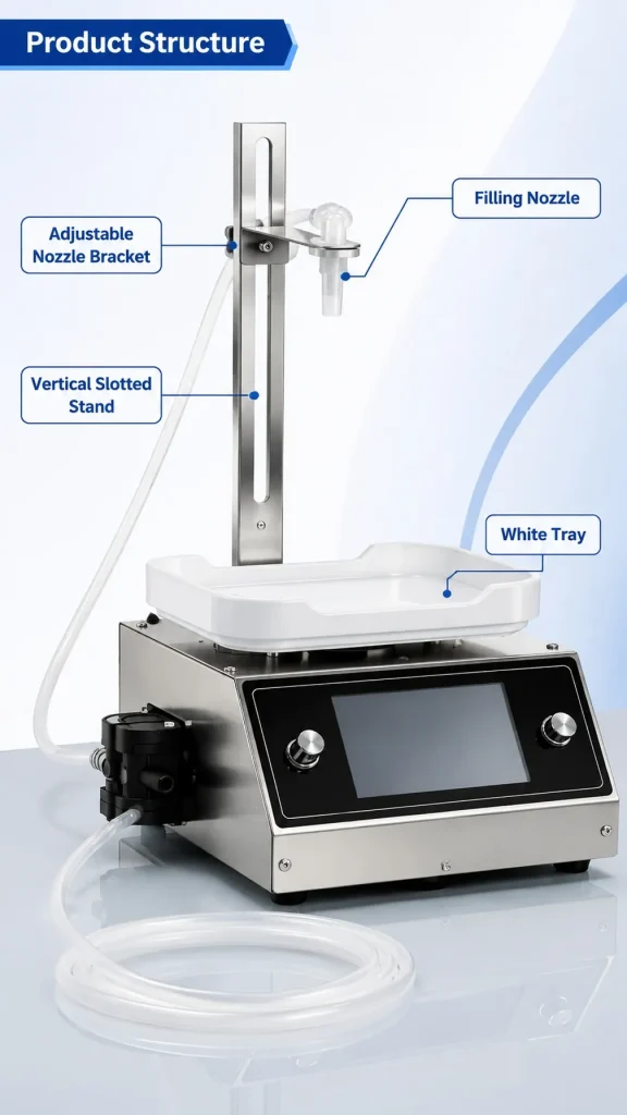 CSY3200 Semi Auto Liquid Filling Machine Desktop Diaphragm Pump Filler 8g to 1000g Capacity for Beverage Sauce Vinegar Oil - Detail image 3