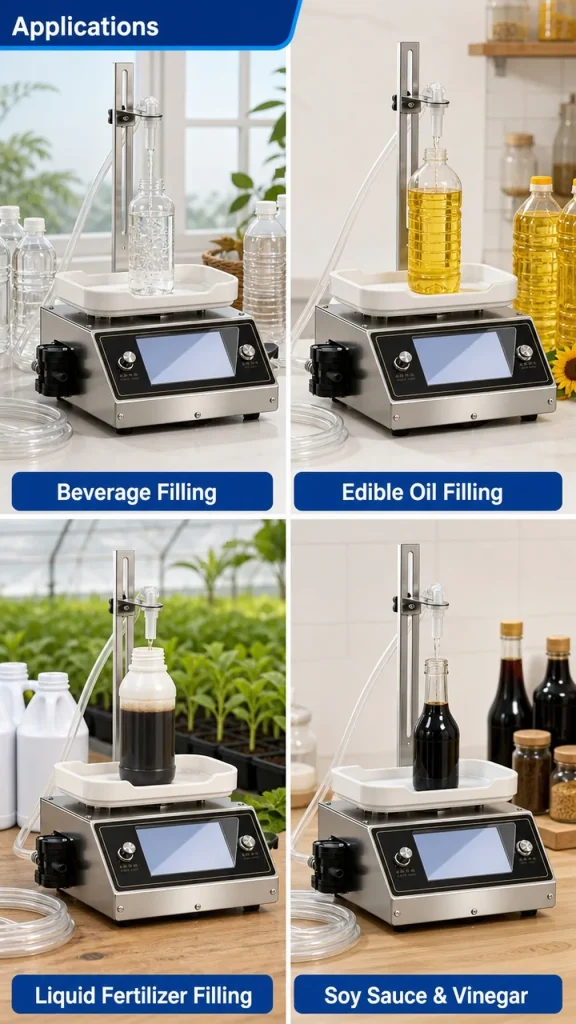 CSY3200 Semi Auto Liquid Filling Machine Desktop Diaphragm Pump Filler 8g to 1000g Capacity for Beverage Sauce Vinegar Oil - Detail image 4