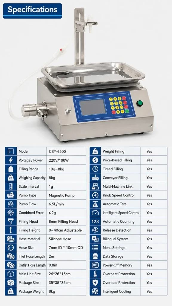 CSY-6500 Small Weighing Quantitative Filler with Corrosion Resistant Magnetic Pump for Oil Cleaner & Multi Liquids - Detail image 2