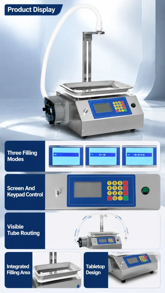 CSY 7500 Semi Auto Peristaltic Pump Liquid Filling Machine 10 to 5000g Range for Glue Essence Oil and Chemical Solutions - Detail image 1