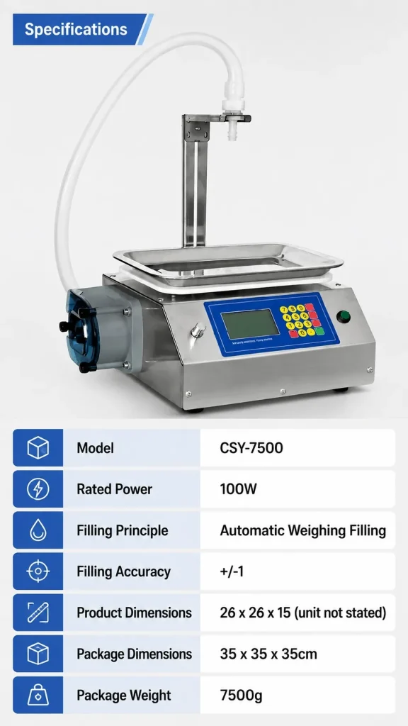 CSY 7500 Semi Auto Peristaltic Pump Liquid Filling Machine 10 to 5000g Range for Glue Essence Oil and Chemical Solutions - Detail image 2