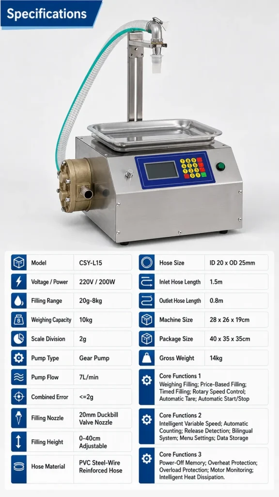 CSY-L15 Intelligent Electric Viscous Liquid Filler High Precision Dual Modes 1 Year Warranty for Plastic/Glass/Paper Cream - Detail image 2
