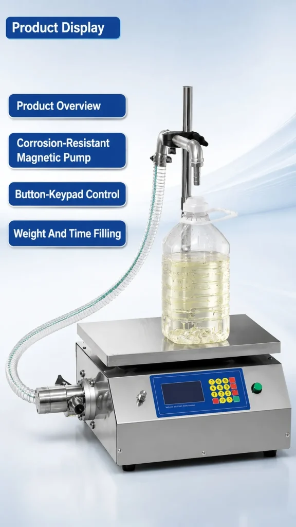 CSY-L30 Small Weighing Quantitative Filler with Corrosion Resistant Magnetic Pump for Oil Cleaner & Multi Liquids - Detail image 1