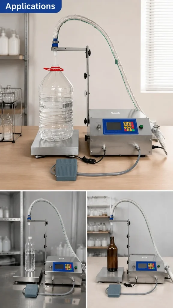 CSY-L36 Semi Auto Liquid Filling Machine Desktop Diaphragm Pump Filler 30g to 30kg Capacity for Beverage Sauce Vinegar Oil - Detail image 4