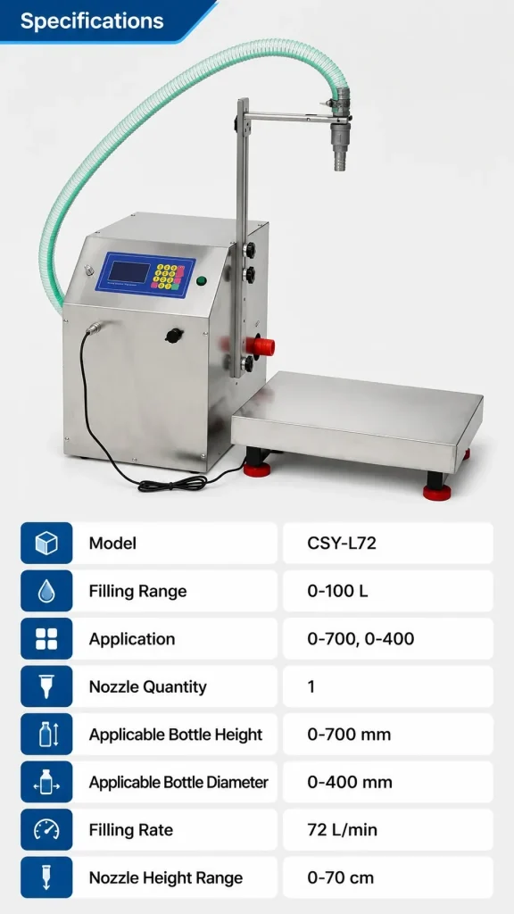 CSYL72 High Precision Semi-Automatic Volumetric Machine for Canned Edible Oil Water Juice Viscous Liquids Small Weighing - Detail image 2
