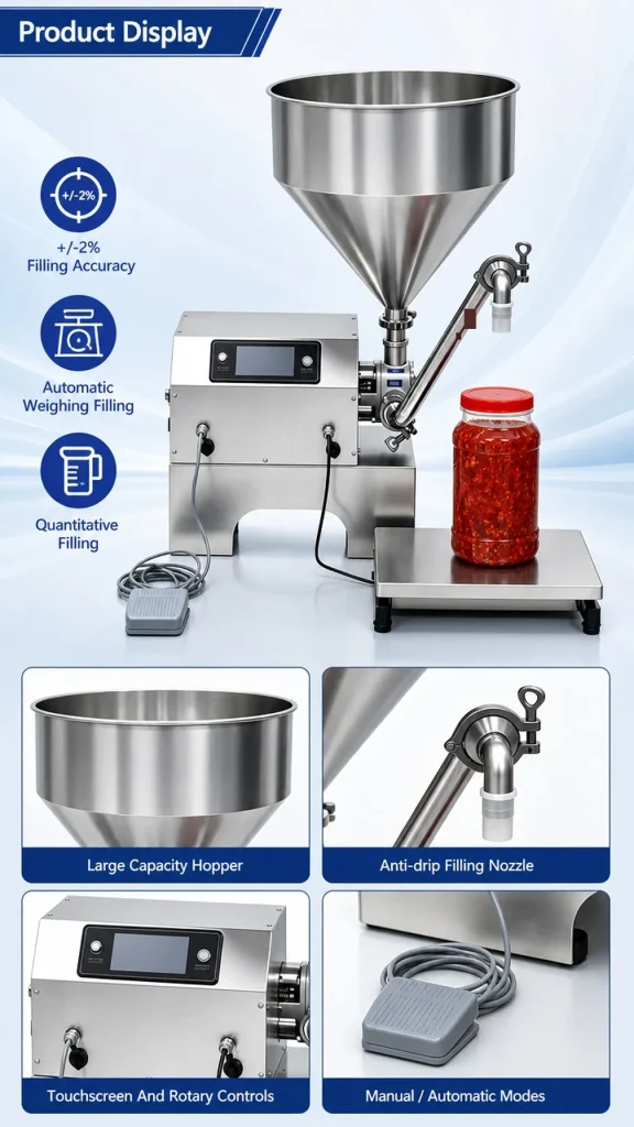 CSY-L80 Intelligent Electric Viscous Liquid Filler High Precision Dual Modes 1 Year Warranty Plastic/Glass/Paper Honey 10L - Detail image 1
