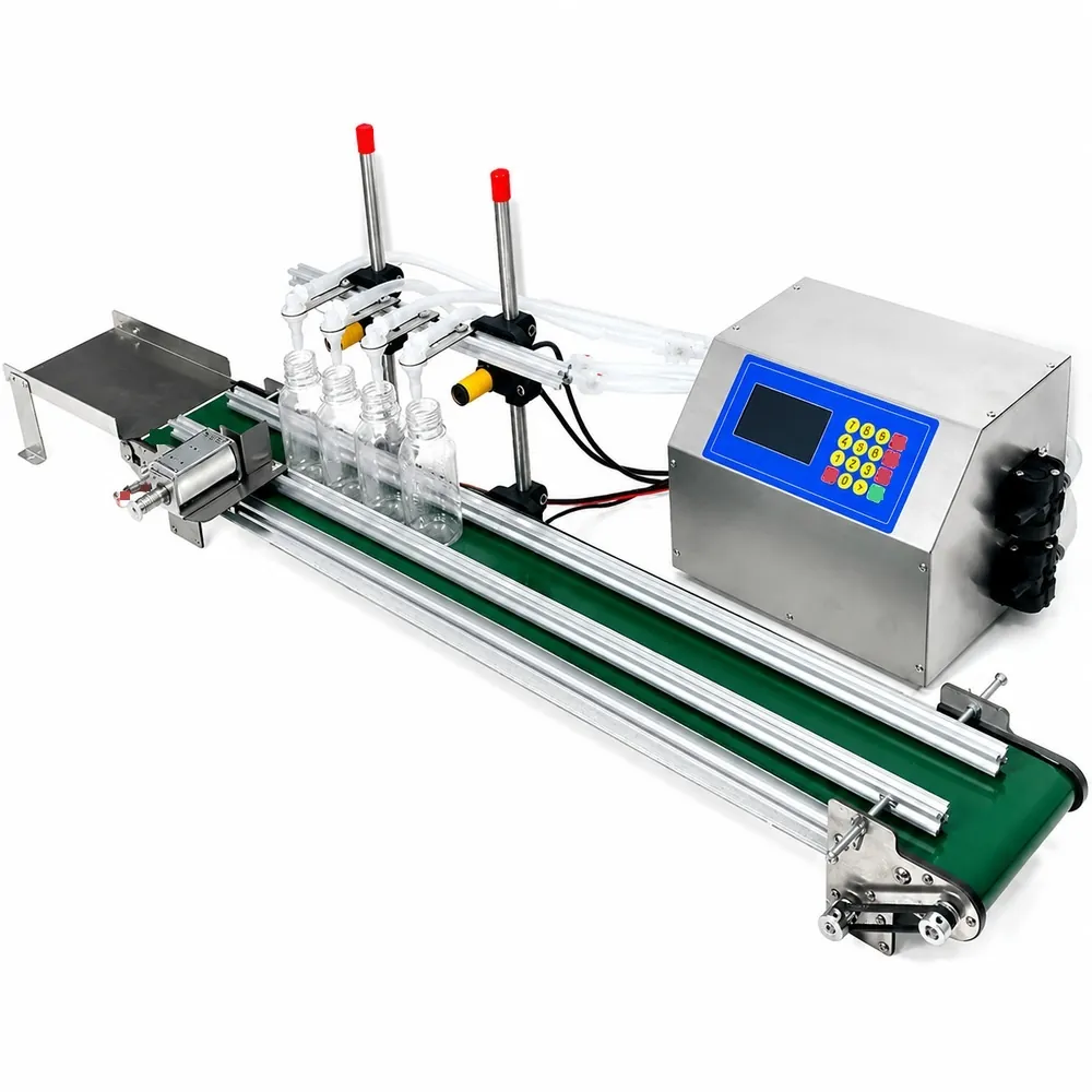 Small 4Head Weighing Quantitative Liquid Filling Machine with Diaphragm Pump for Water Wine  Pesticides  Essential Oil Reagents - Main image 1