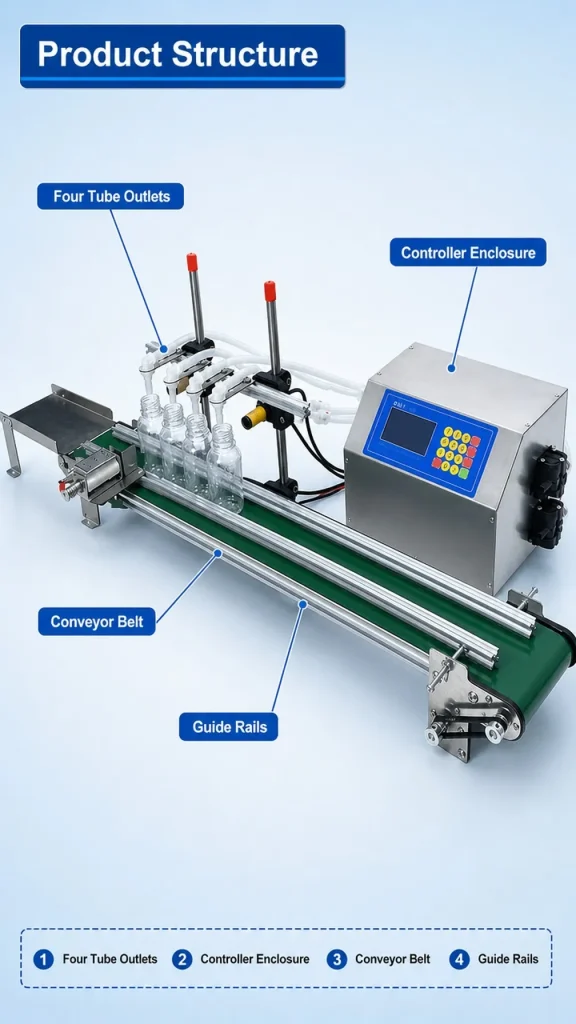 Small 4Head Small Weighing Quantitative Filler with Corrosion Resistant Magnetic Pump for Oil Cleaner & Multi Liquids - Detail image 6