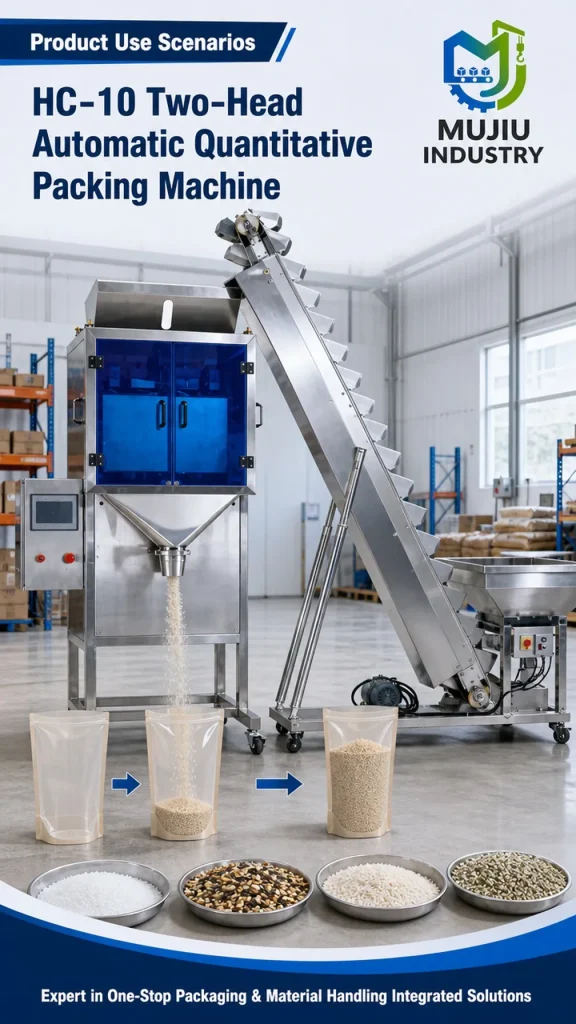 Fully Automatic Two-Head Quantitative Granule Packing Machine 10g-2000g High Precision HC-10 with Bucket Elevator - Detail image 4