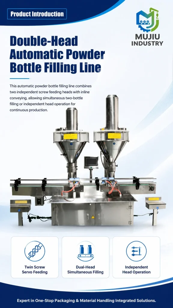Automatic Double-Head Powder Bottle Filling Line 5g-1kg High Speed Twin Screw Dosing Machine for Jars and Cans - Detail image 1