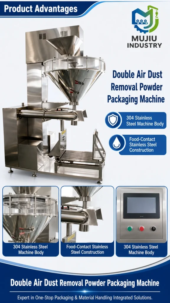Double Air Dust Removal Powder Packaging Machine 1-10kg High-Dose Semi-Automatic Servo Screw Filler with Bag Support - Detail image 5