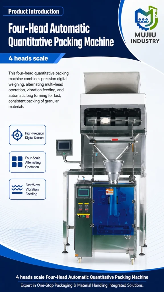 Fully Automatic Four-Head Quantitative Packing Machine 20-1000g VFFS Vertical Form Fill Seal for Granules - Detail image 1