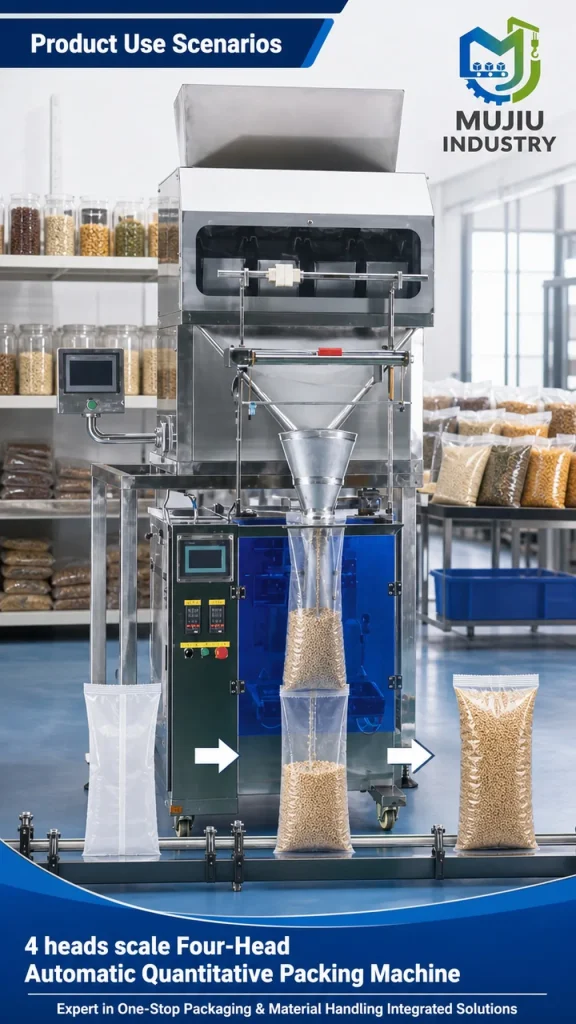 Fully Automatic Four-Head Quantitative Packing Machine 20-1000g VFFS Vertical Form Fill Seal for Granules - Detail image 4