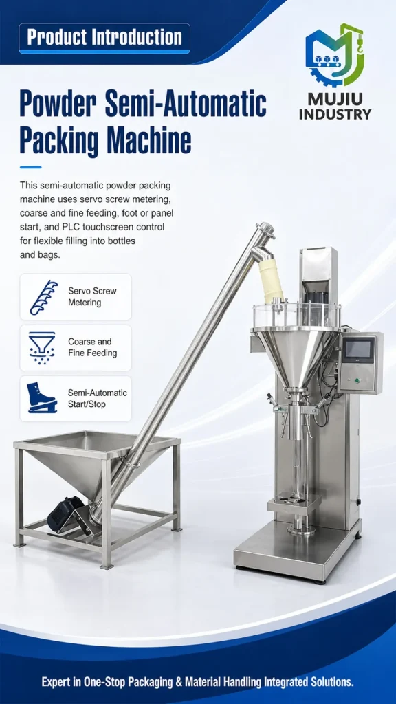 Semi-Automatic Powder Filling Packing Machine 5g-10kg Servo Screw Metering with Integrated Auger Conveyor - Detail image 1
