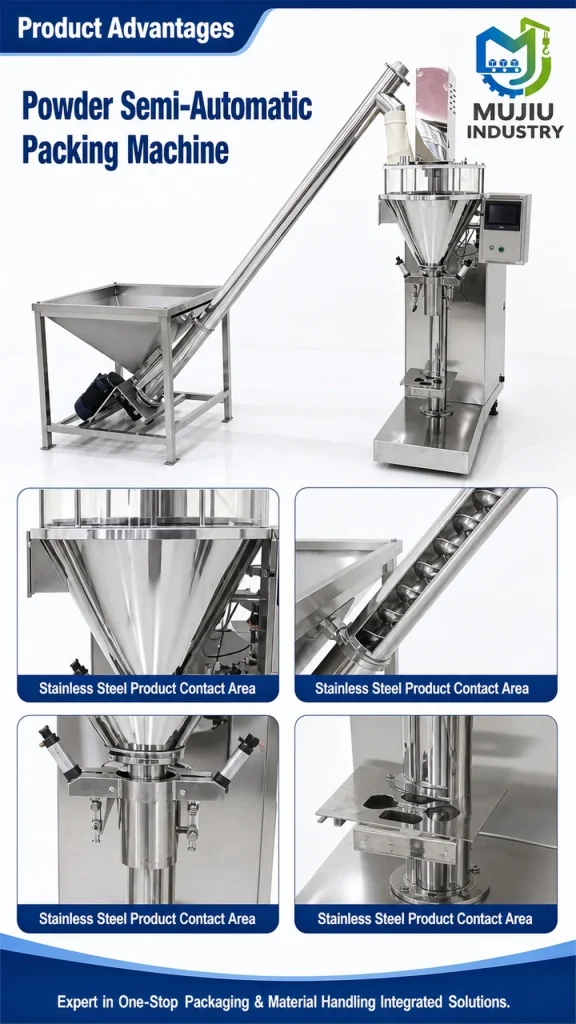 Semi-Automatic Powder Filling Packing Machine 5g-10kg Servo Screw Metering with Integrated Auger Conveyor - Detail image 5