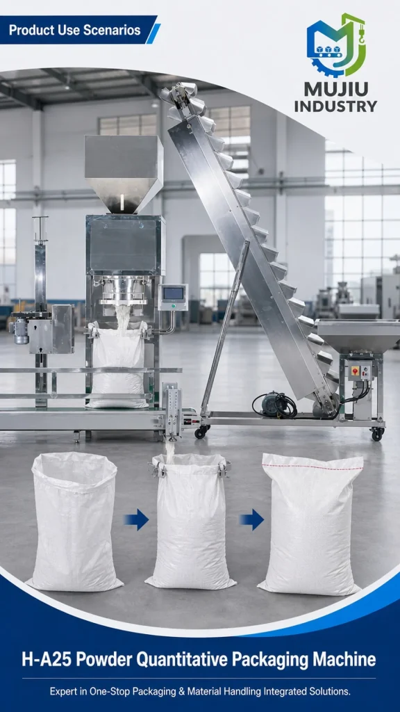Automatic 10-50kg Powder Quantitative Packaging Machine H-A25 with Double Screw Feeding and Sewing Conveyor - Detail image 4
