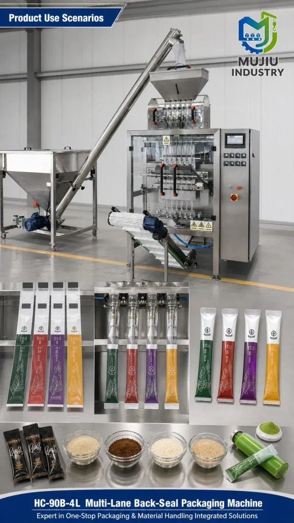 HC-90B-4L Automatic Four-Lane Back-Seal Powder Granule VFFS Sachet Packing Machine with Auger Metering and Touchscreen Control - Detail image 4