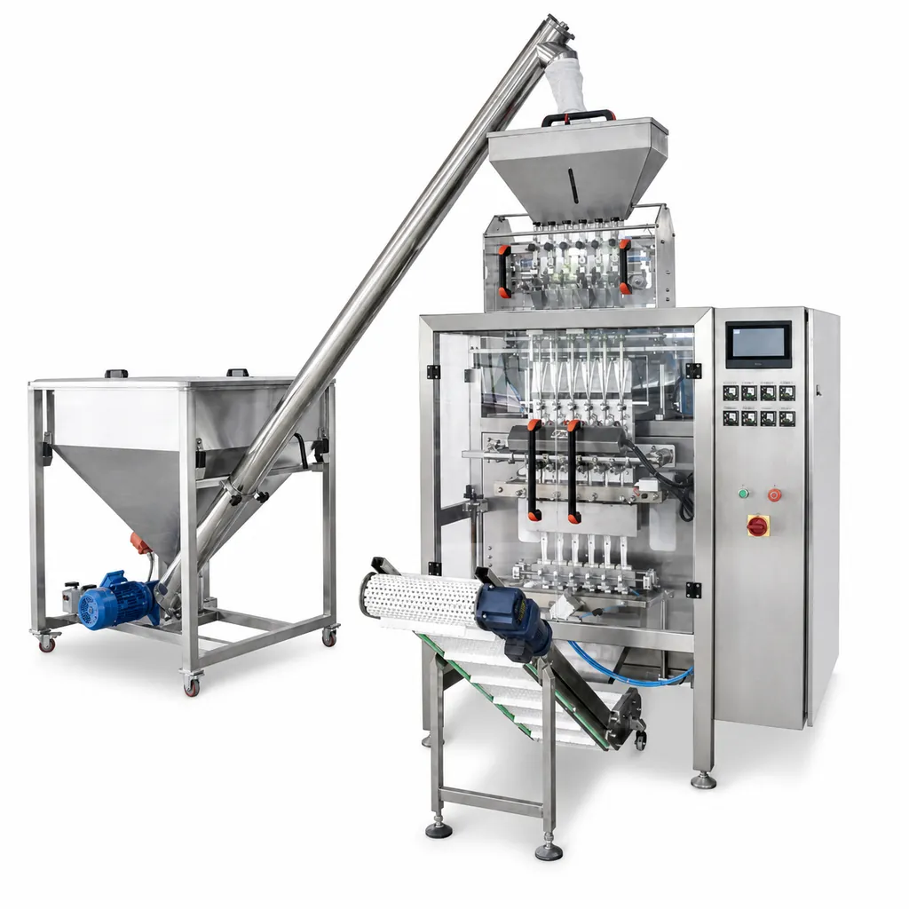 HC-90B-4L Automatic Four-Lane Back-Seal Powder Granule VFFS Sachet Packing Machine with Auger Metering and Touchscreen Control - Main image 1