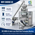 HC-90B-4L Automatic Four-Lane Back-Seal Powder Granule VFFS Sachet Packing Machine with Auger Metering and Touchscreen Control - Main image 3