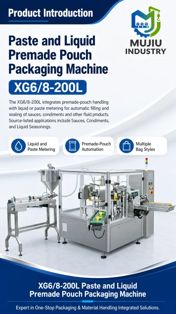 XG6/8-200L Automatic Premade Pouch Liquid Filling Machine Doypack Filling Sealing Machine for Paste Sauce and Liquid Seasoning - Detail image 1