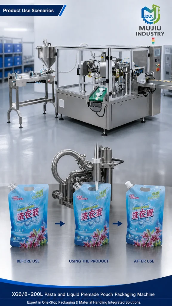 XG6/8-200L Automatic Premade Pouch Liquid Filling Machine Doypack Filling Sealing Machine for Paste Sauce and Liquid Seasoning - Detail image 4