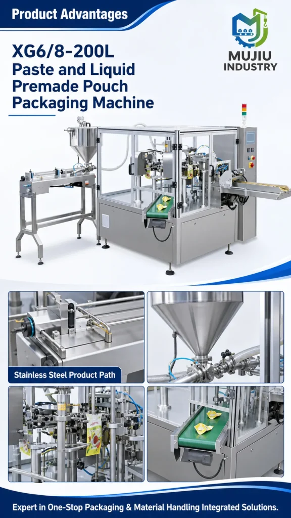 XG6/8-200L Automatic Premade Pouch Liquid Filling Machine Doypack Filling Sealing Machine for Paste Sauce and Liquid Seasoning - Detail image 5