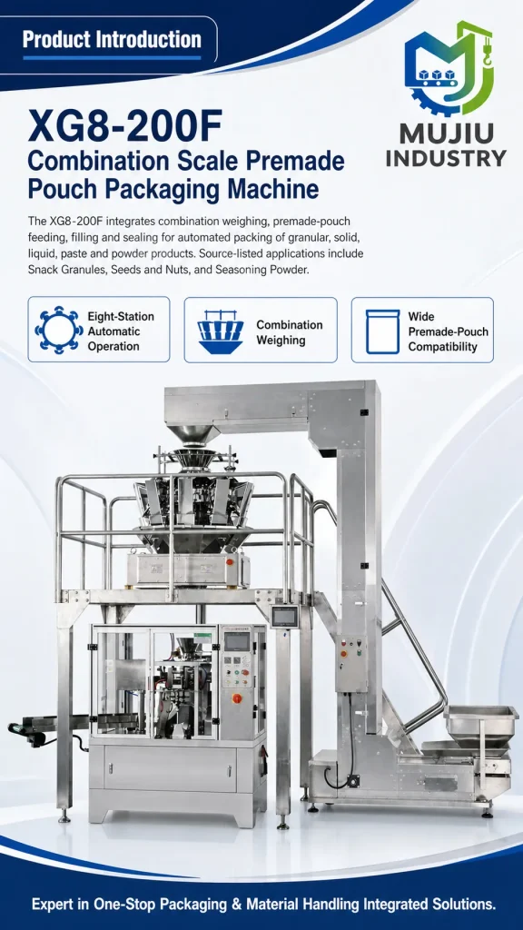 XG8-200F Combination Scale Premade Pouch Packaging Machine Multihead Weigher Rotary Pouch Packing for Snack Granule Seeds Nuts - Detail image 1