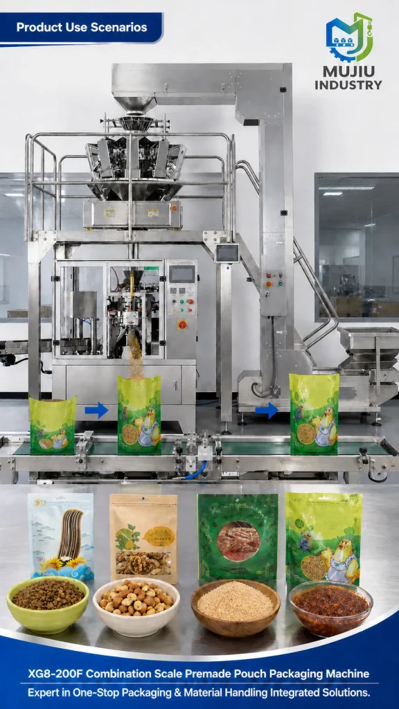 XG8-200F Combination Scale Premade Pouch Packaging Machine Multihead Weigher Rotary Pouch Packing for Snack Granule Seeds Nuts - Detail image 4
