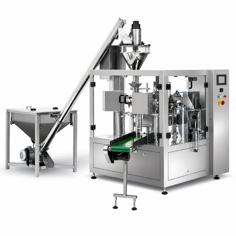 XG8-200P powder premade pouch packing machine on a white background