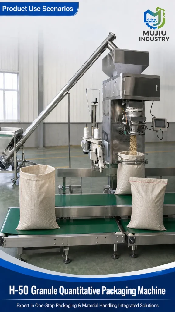 MUJIU H-50 10-50kg Granule Quantitative Packaging Machine Automatic Weighing Bag Filling Sealing Machine with Screw Feeder - Detail image 4