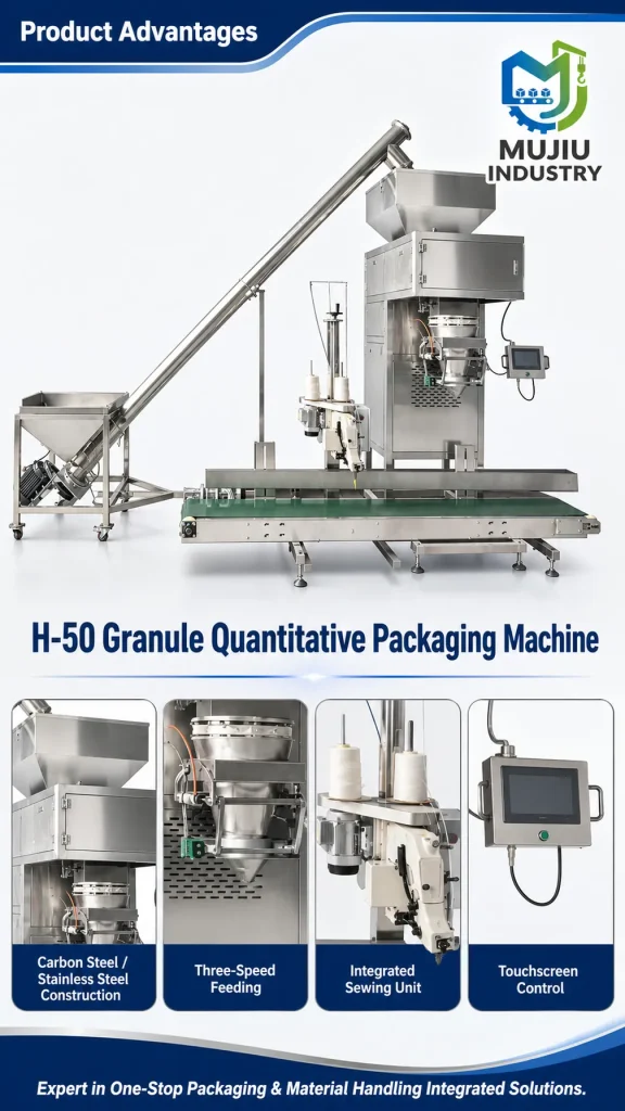MUJIU H-50 10-50kg Granule Quantitative Packaging Machine Automatic Weighing Bag Filling Sealing Machine with Screw Feeder - Detail image 5
