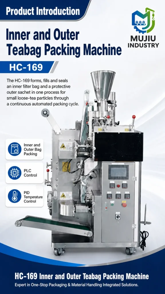 MUJIU HC-169 Automatic Inner and Outer Tea Bag Packing Machine with Tag and Thread Sealing Machine - Detail image 1