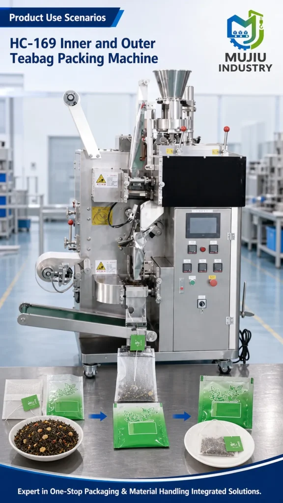 MUJIU HC-169 Automatic Inner and Outer Tea Bag Packing Machine with Tag and Thread Sealing Machine - Detail image 4