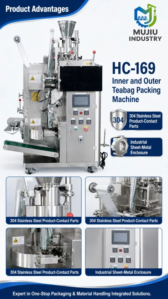 MUJIU HC-169 Automatic Inner and Outer Tea Bag Packing Machine with Tag and Thread Sealing Machine - Detail image 5