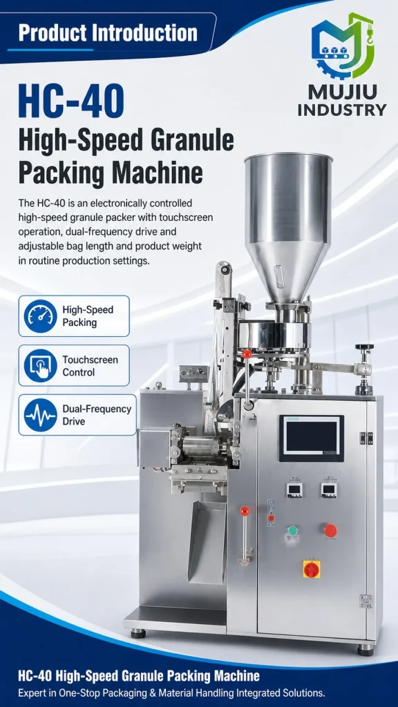 MUJIU HC-40 High-Speed Granule Packing Machine Automatic 3/4 Side Sealing Bagging Machine for 1-15g Granules - Detail image 1