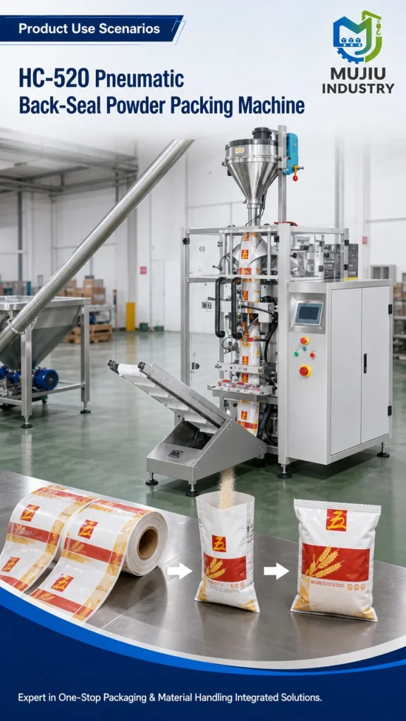 MUJIU HC-520 Pneumatic Back-Seal Powder Packing Machine Automatic Vertical Form Fill Seal Machine with Screw Feeder - Detail image 4