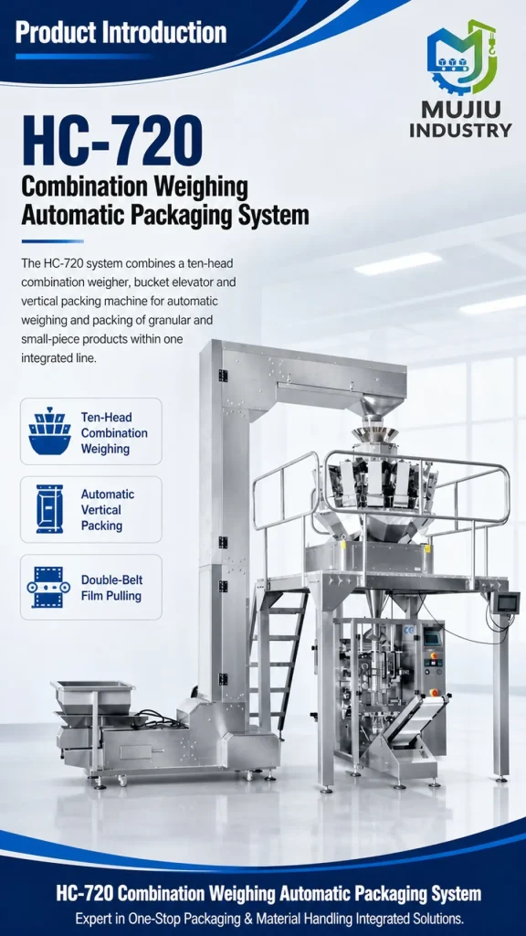 MUJIU HC-720 Automatic 10-Head Combination Weigher Packing Machine System for Granules Snacks Grains 10g-3000g - Detail image 1