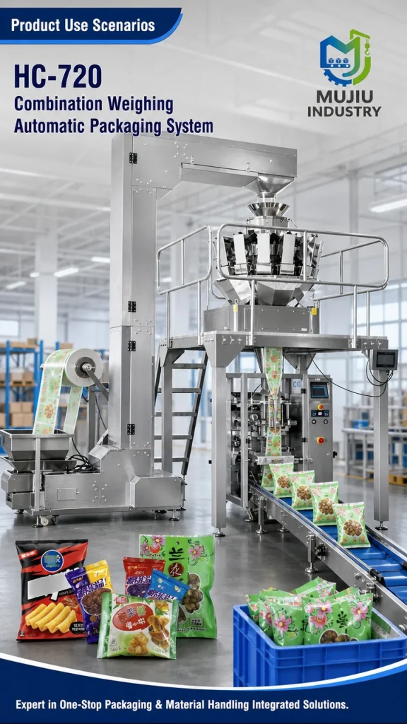 MUJIU HC-720 Automatic 10-Head Combination Weigher Packing Machine System for Granules Snacks Grains 10g-3000g - Detail image 4
