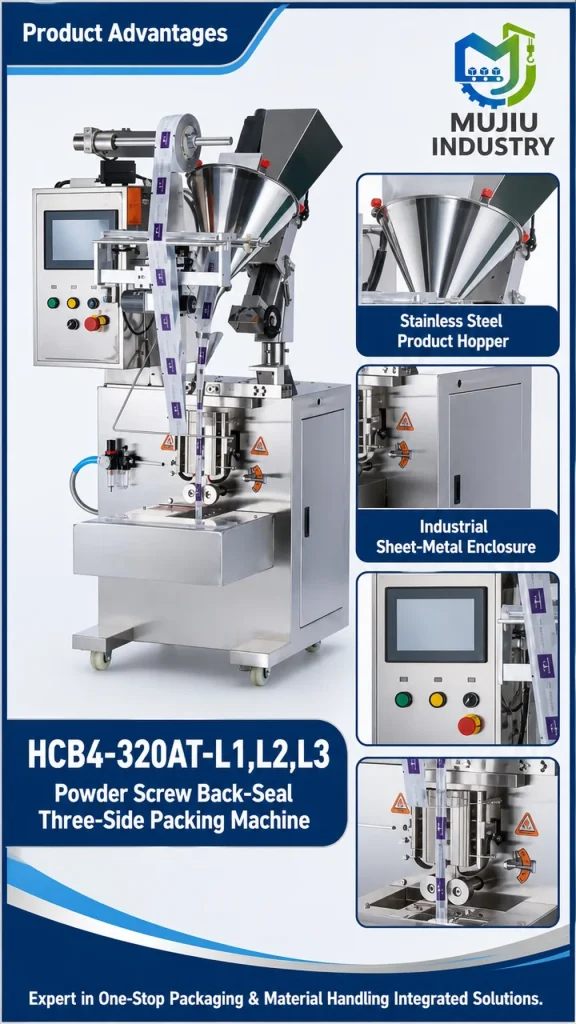 MUJIU HCB4-320AT-L1/L2/L3 Powder Screw Back-Seal Three-Side Packing Machine Automatic Small Sachet Filling Machine - Detail image 5