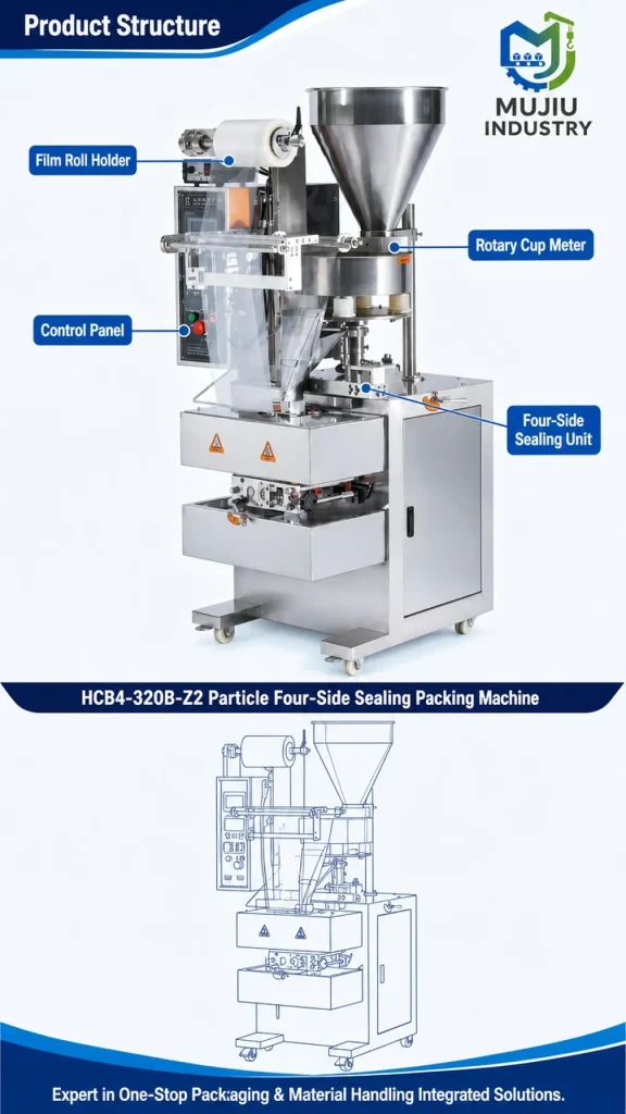 MUJIU HCB4-320B-Z2 Automatic Particle Four-Side Sealing Packing Machine Rotary Cup Dosing Sachet Filling Machine - Detail image 3