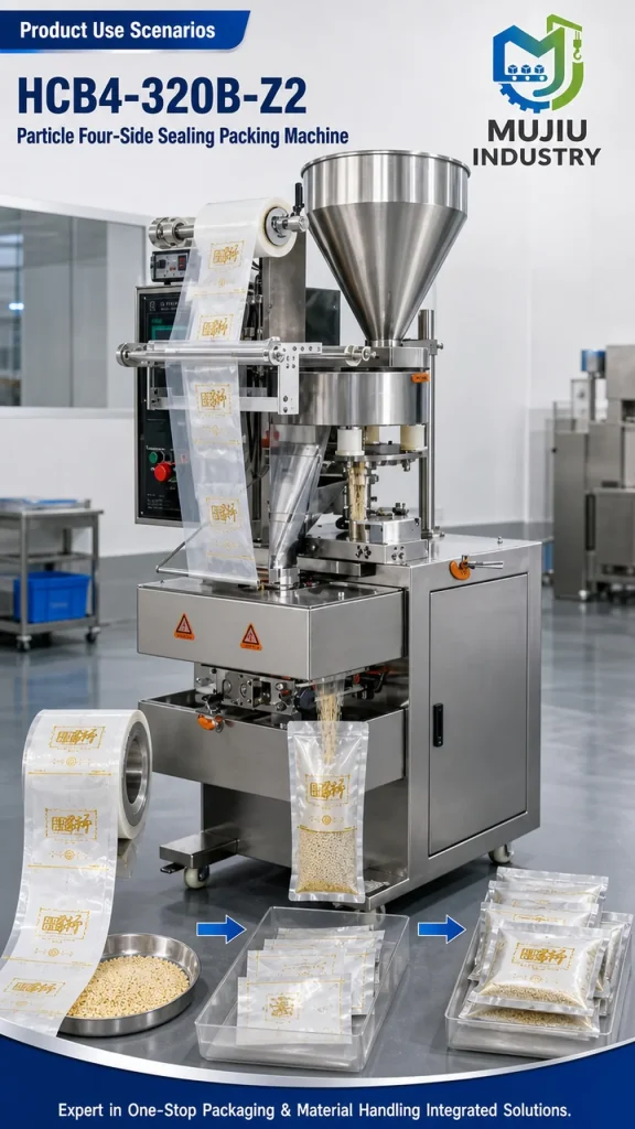 MUJIU HCB4-320B-Z2 Automatic Particle Four-Side Sealing Packing Machine Rotary Cup Dosing Sachet Filling Machine - Detail image 4