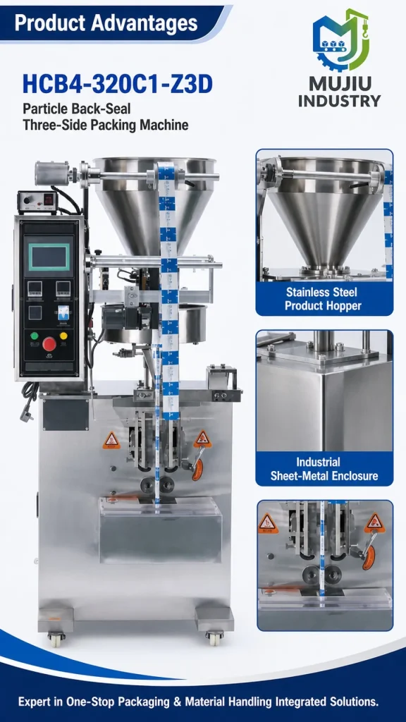 MUJIU HCB4-320C1-Z3D Automatic Particle Back-Seal Three-Side Packing Machine Rotary Cup Filling Bagging Machine - Detail image 5