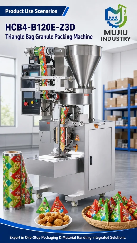 MUJIU HCB4-B120E-Z3D Automatic Triangle Bag Granule Packing Machine Rotary Cup Pyramid Sachet Filling Machine - Detail image 4