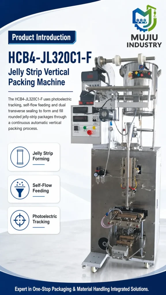 MUJIU HCB4-JL320C1-F Automatic Jelly Strip Vertical Packing Machine Self-flowing Feeding Back-Seal Sachet Machine - Detail image 1